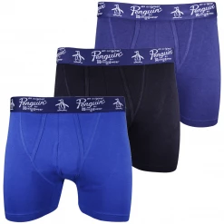 Original Penguin Men's 3 Pack Solid Black, Blue, Navy Blue Boxer Briefs