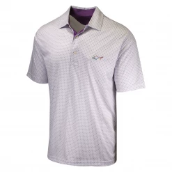 Mens Greg Norman Men's White Purple Circle Design S/S Polo Shirt