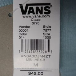 Vans Off The Wall Men's Adriatic Blue Mini-Hex-B S/S Woven Shirt (Medium Only)