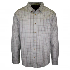 PrAna Men's Aqua Blue Grey Mini Plaid L/S Woven Shirt (S73)