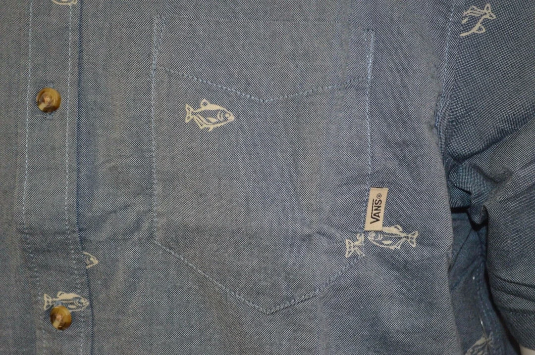 Vans Off The Wall Men's Dress Blue Houser S/S Woven Shirt 6 Vans Off The Wall Men's Dress Blue Houser S/S Woven Shirt