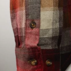 Woven Shirts Carhartt Women's True Red Dark Brown Cream Plaid Hooded L/S Woven Shirt