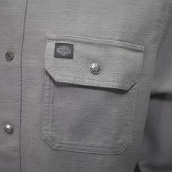 Harley-Davidson Men's Solid Grey Snap On Button L/S Woven Shirt (S10)