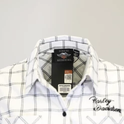 Harley-Davidson Women's White Black Check L/S Woven Shirt (S02)