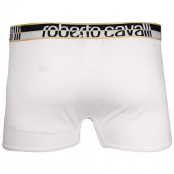 Mens Roberto Cavalli Men's Single Pack White Stretch Boxer Briefs