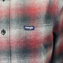 Mens Wrangler Men's Tawny Port Plaid L/S Woven Shirt (S02)