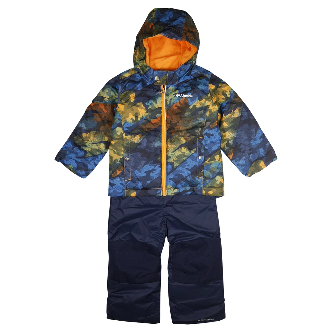 Columbia Boy's Blue Camo Outgrown Frosty Slope 2PC Jacket & Bib Winter Set 3 Columbia Boy's Blue Camo Outgrown Frosty Slope 2PC Jacket & Bib Winter Set