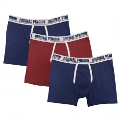 Original Penguin Men's 3 Pack Navy Blue, Maroon, Navy Blue Boxer Brief