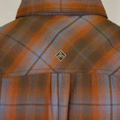 PrAna Men's Black Blue Orange Small Box Plaid L/S Woven Shirt (S61)