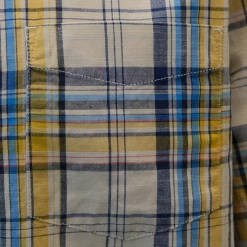 PrAna Men's Mustard Blue Beige Plaid S/S Woven Shirt (S26)