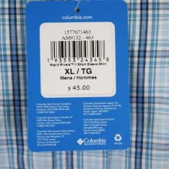 Columbia Men's Light Blue Rapid Rivers II Plaid S/S Shirt (463) Size XL