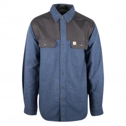 New Arrivals Carhartt Men's Heather Blue Black Two Tone Relaxed Fit L/S Flannel Shirt (S21)