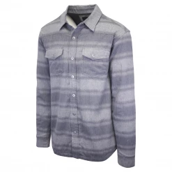 PrAna Men's Dark & Light Grey L/S Striped Flannel Shirt (S42)