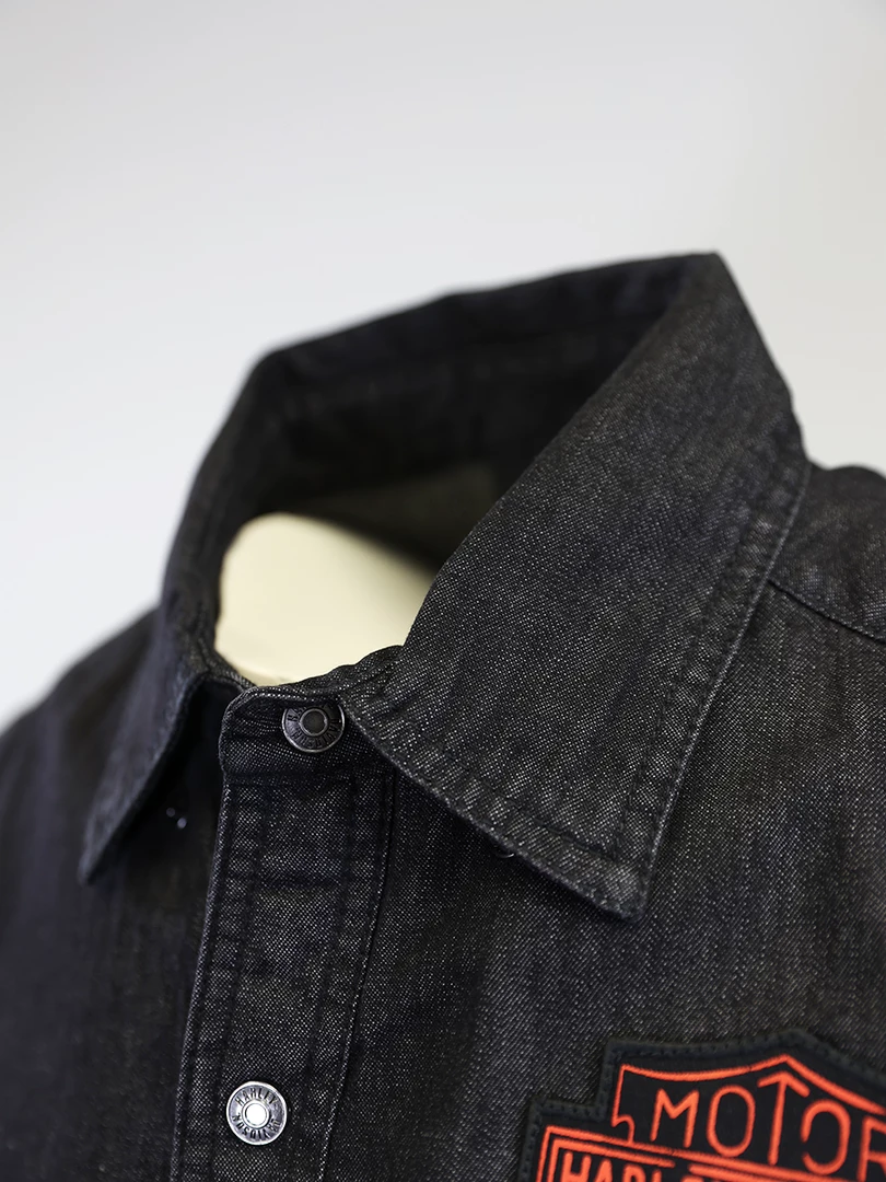 Harley-Davidson Men's Charcoal Denim Orange Logo Badge Sleeveless Vest (S01) 8 Harley-Davidson Men's Charcoal Denim Orange Logo Badge Sleeveless Vest (S01)