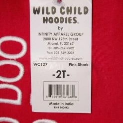 Wild Child Hoodies Kid's Pink Shark Baby Shark Pull Over Hoodie (S03)