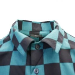 OBEY Men's Black & Green Checkered S/S Woven S06