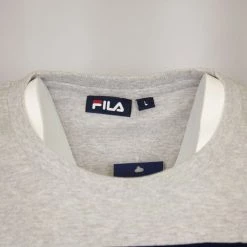 FILA Women's Grey Navy Red Three-Tone Classic Logo S/S T-Shirt (S28)