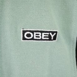 OBEY Men's Yellow Black Green Full Zip L/S Polo Shirt 12 OBEY Men's Yellow Black Green Full Zip L/S Polo Shirt