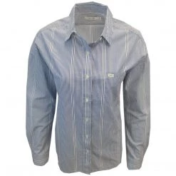 Spotted Clothing OBEY Women's Blue White Stripe L/S Shirt (S05) Small