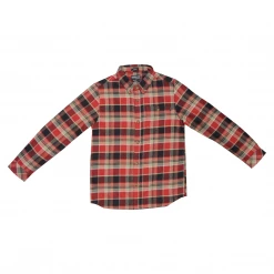 O'Neill Boy's Red Black Brown Plaid L/S Flannel Shirt (Retail $40)