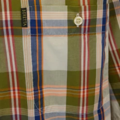 Beretta Men's Green Cream Red Blue Plaid S/S Woven Shirt