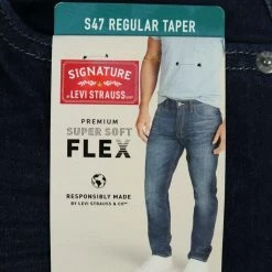 Levi Strauss Men's Blue Premium Super Soft Flex Regular Taper Denim Jeans (S47) New Arrivals