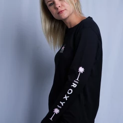 Roxy Women's Pink Sunset Wave Crew Neck L/S T-Shirt (S02) T-Shirts