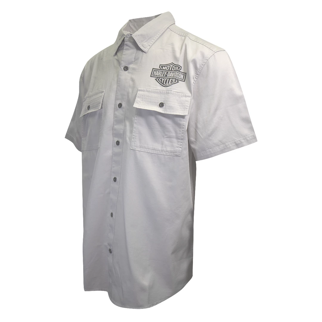 Harley-Davidson Men's Solid Light Grey S/S Woven Shirt (S03) 5 Harley-Davidson Men's Solid Light Grey S/S Woven Shirt (S03)