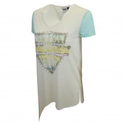 Harley-Davidson Women's Aquamarine Cream Two Tone Tie Up S/S T-Shirt