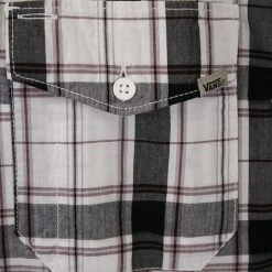 Vans Men's Charmster 2-K White Black Red Plaid S/S Woven Shirt (Size Medium)
