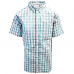 Columbia Men's Pink Blue Green Plaid Rapid Rivers II S/S Shirt