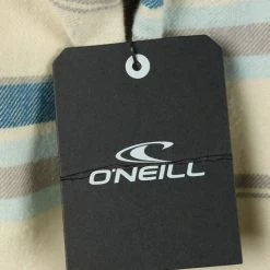 O'Neill Men's Cream Blue Striped Redmond Hooded L/S Flannel Shirt New Arrivals