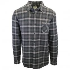 Rip Curl Men's Black Charcoal Grey Plaid L/S Flannel Shirt (S05)