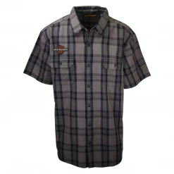 Harley-Davidson Men's Grey Navy Plaid S/S Woven Shirt