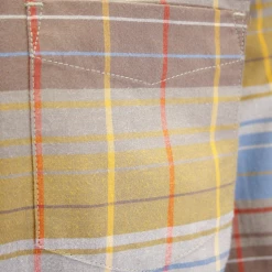 PrAna Men's Golden Brown Blue Salmon Plaid L/S Woven Shirt (S26)