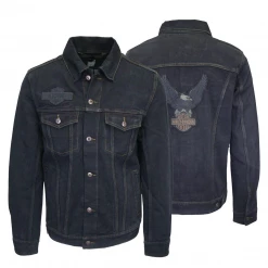 Harley-Davidson Women's Winged Applique Denim Button Up Jacket S06