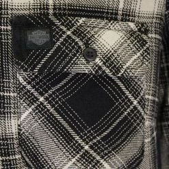 Harley-Davidson Men's Sage Grey Black Plaid L/S Woven Shirt (S14)