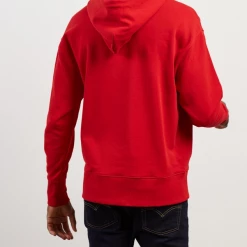 Tommy Hilfiger Men's Deep Crimson TJM Patch Logo L/S Pull Over Hoodie