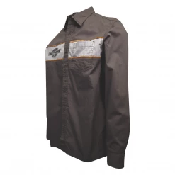 Harley-Davidson Men's Brown Two Tone L/S Woven Shirt (S11)