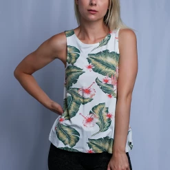 Womens Roxy Women's Floral White With Knit Back Sleeveless Tank Top (S10)