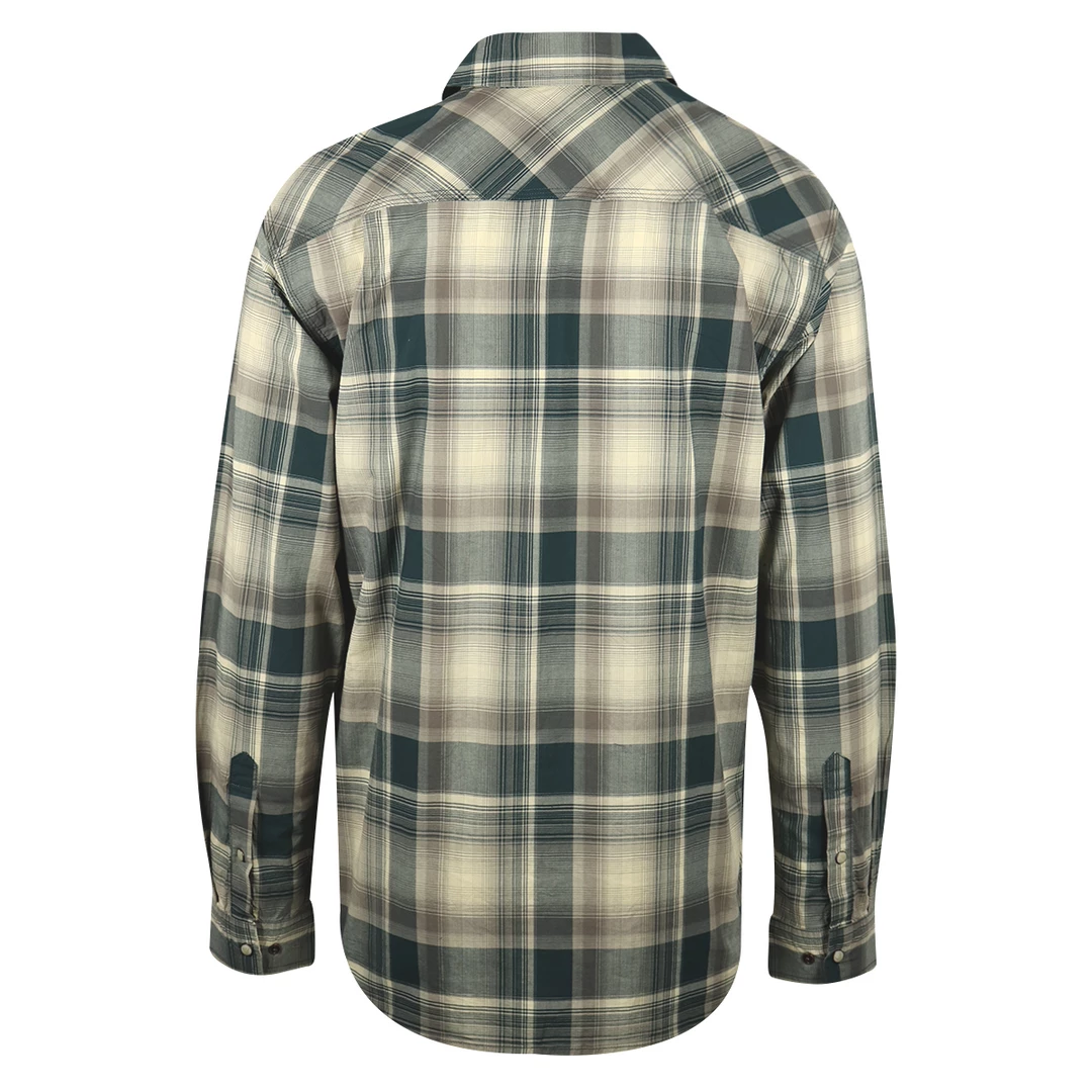 Carhartt Men's Forrest Green Cream Plaid Snap Front L/S Woven Shirt (S16) 5 Carhartt Men's Forrest Green Cream Plaid Snap Front L/S Woven Shirt (S16)