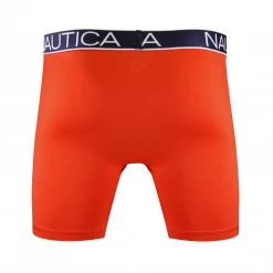 Nautica Men's 3 Pack Red, Blue Anchors, Navy Stretch Boxer Briefs (S02)