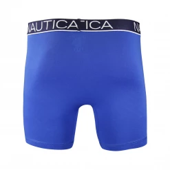 Nautica Men's 3 Pack Blue, Red Anchors, Navy Blue Stretch Boxer Briefs