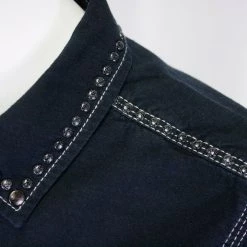 Harley-Davidson Women's Black Denim Studded Raw Hem L/S Woven Shirt (S15)