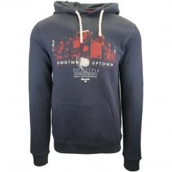 Bench Men's Navy Old School Printed Pullover Hoodie Mens