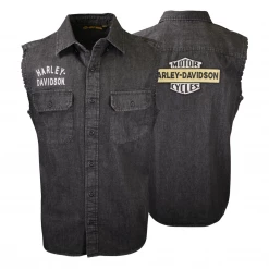 Harley-Davidson Men's Charcoal Denim 1903 Sleeveless Vest