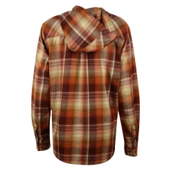Flannels Carhartt Women's Barn Red Orange Beige Plaid Hooded L/S Woven Shirt