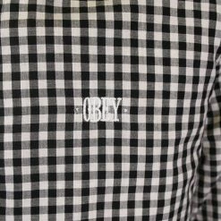 OBEY Men's Black White Essential Mini Box Plaid Full-Zip L/S Shirt (Medium)