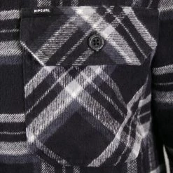 Rip Curl Men's Dark Navy Grey White Plaid L/S Flannel Shirt