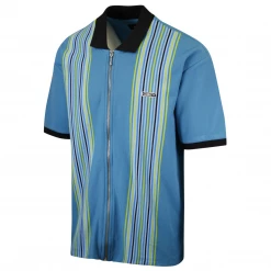 OBEY Men's Kelly Classic Vertical Striped Full Zip S/S Polo Shirt (S29)